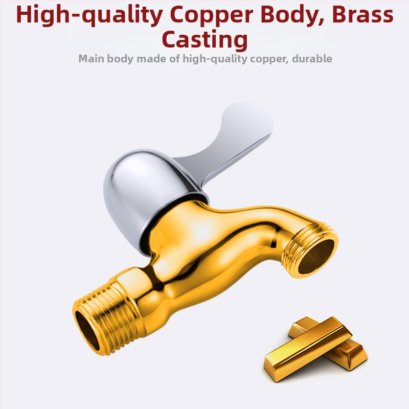 Práčkový kohútik - meď, keramický jadrový ventil, závitová inštalácia, špirálové otvorenie, menovitý tlak 0,05–10 MPa