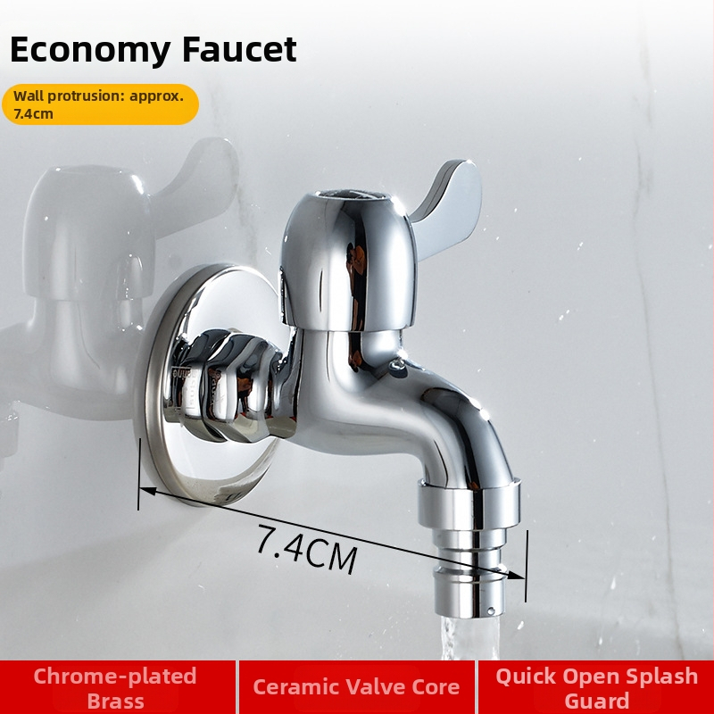 Práčkový kohútik - meď, keramický jadrový ventil, závitová inštalácia, špirálové otvorenie, menovitý tlak 0,05–10 MPa