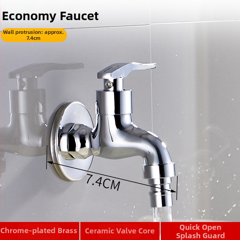 Práčkový kohútik - meď, keramický jadrový ventil, závitová inštalácia, špirálové otvorenie, menovitý tlak 0,05–10 MPa