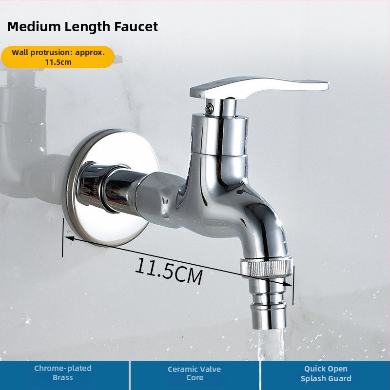 Práčkový kohútik - meď, keramický jadrový ventil, závitová inštalácia, špirálové otvorenie, menovitý tlak 0,05–10 MPa