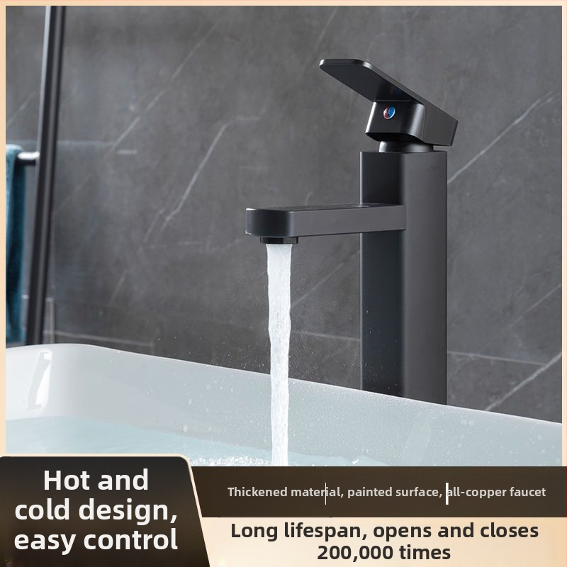 Umývadlový batéri do kúpeľne – meďné telo, keramický disk ventilu, povrch pečený náterom, špirálové otvorenie, jednospojový systém