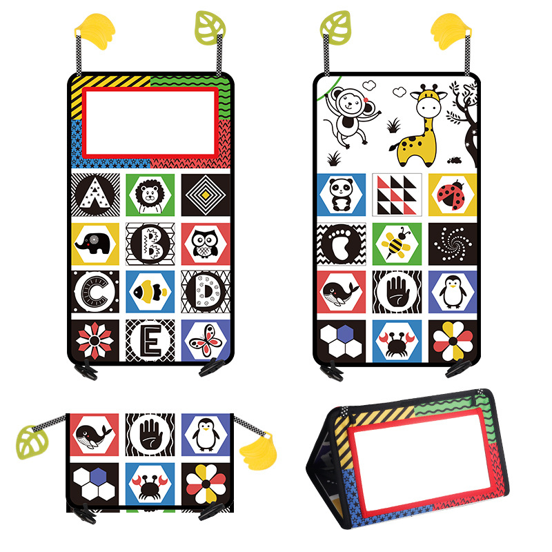 Detská zrkadlová hračka na rozvoj zraku — z textilu, zavesiteľná, skladacia, pre deti 4–6 rokov