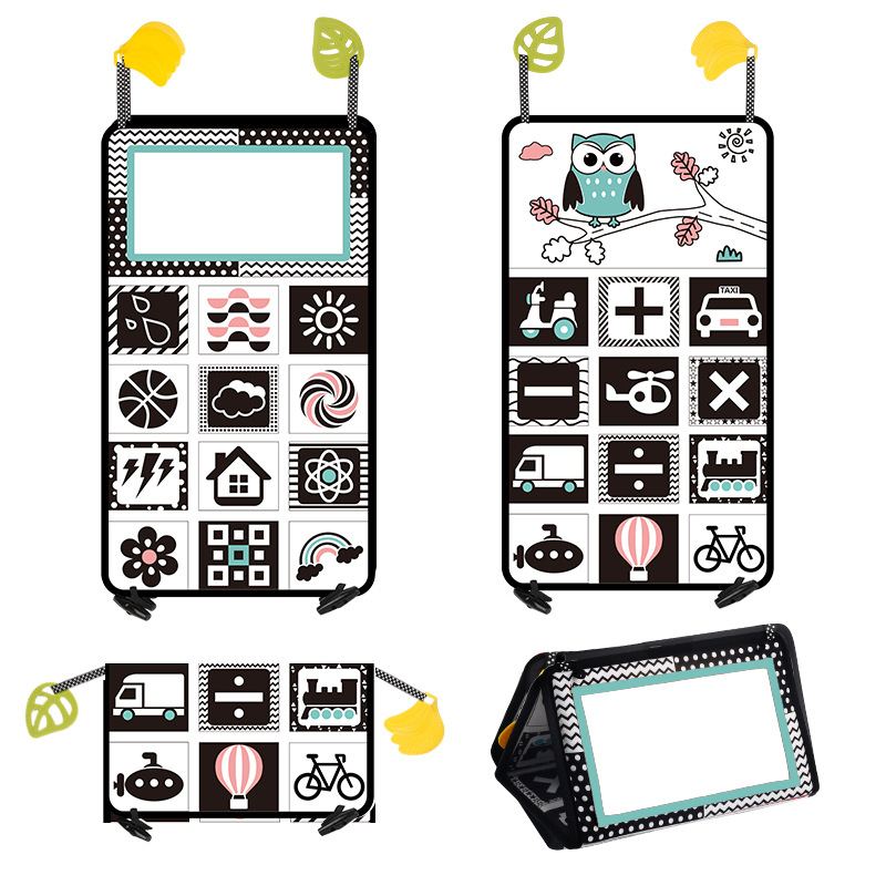 Detská zrkadlová hračka na rozvoj zraku — z textilu, zavesiteľná, skladacia, pre deti 4–6 rokov