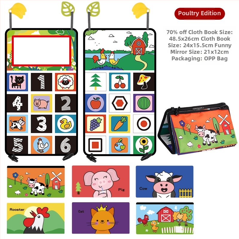 Detská zrkadlová hračka na rozvoj zraku — z textilu, zavesiteľná, skladacia, pre deti 4–6 rokov