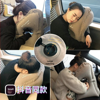 Cestovná nafukovacia vankúš na krk s flokovaným povrchom, výplň vzduch, výplň hodvábno-bavlnená