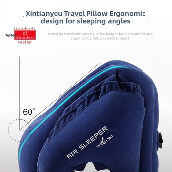 Cestovná nafukovacia vankúš na krk s flokovaným povrchom, výplň vzduch, výplň hodvábno-bavlnená