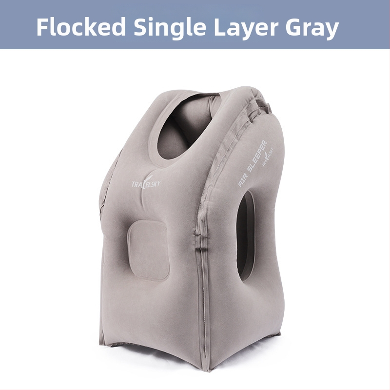 Cestovná nafukovacia vankúš na krk s flokovaným povrchom, výplň vzduch, výplň hodvábno-bavlnená