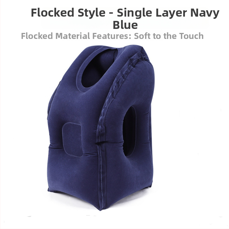 Cestovná nafukovacia vankúš na krk s flokovaným povrchom, výplň vzduch, výplň hodvábno-bavlnená