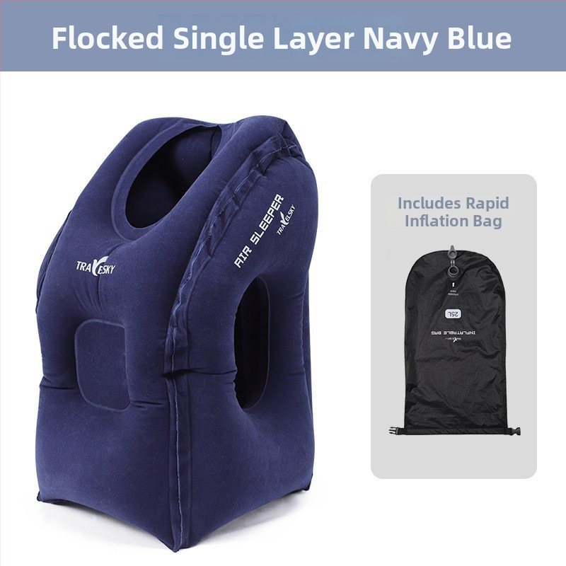 Cestovná nafukovacia vankúš na krk s flokovaným povrchom, výplň vzduch, výplň hodvábno-bavlnená