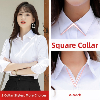 Blúzka z polyesterovo-bavlneného materiálu, jednofarebný vzor, dlhé rukávy, golier s odnímateľným golierom, úzky strih