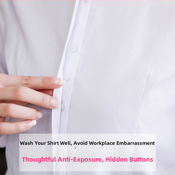 Blúzka z polyesterovo-bavlneného materiálu, jednofarebný vzor, dlhé rukávy, golier s odnímateľným golierom, úzky strih