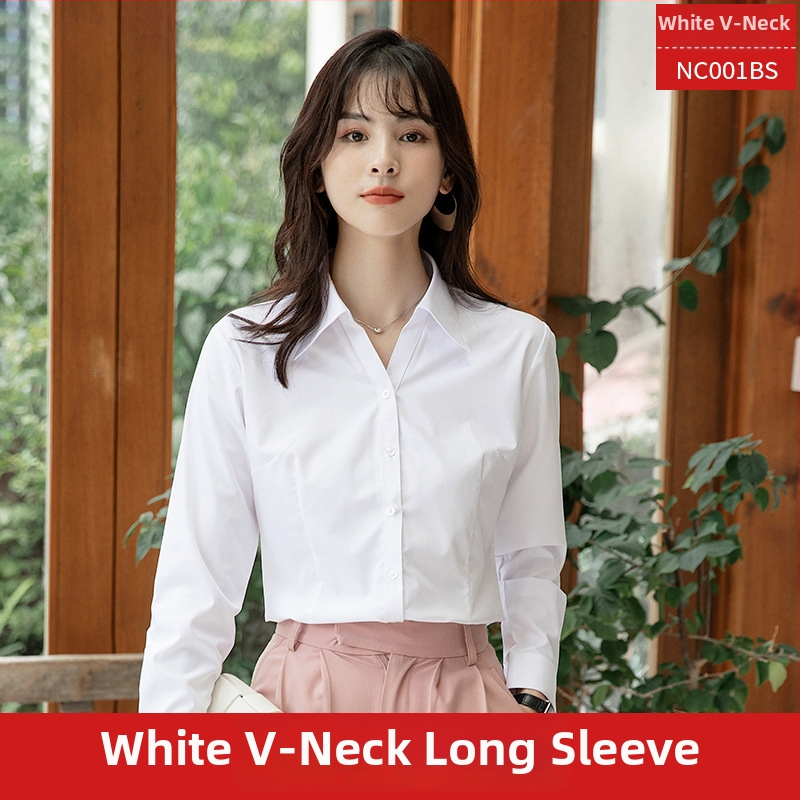 Blúzka z polyesterovo-bavlneného materiálu, jednofarebný vzor, dlhé rukávy, golier s odnímateľným golierom, úzky strih