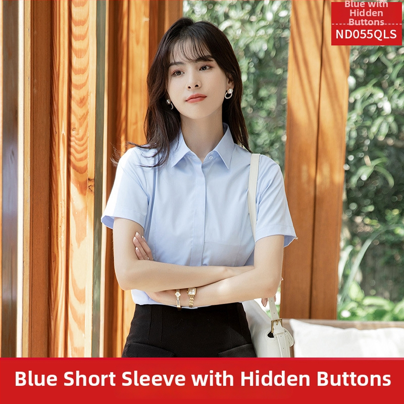 Blúzka z polyesterovo-bavlneného materiálu, jednofarebný vzor, dlhé rukávy, golier s odnímateľným golierom, úzky strih