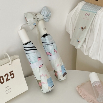 Skladaný dážďovo-slnkový deštník s plným automatickým otvorením, dvojúčelový pre slnko a dážď; 8 lúčov z vlákna, rám zliatina, poťah vinyl 170T, UPF >50