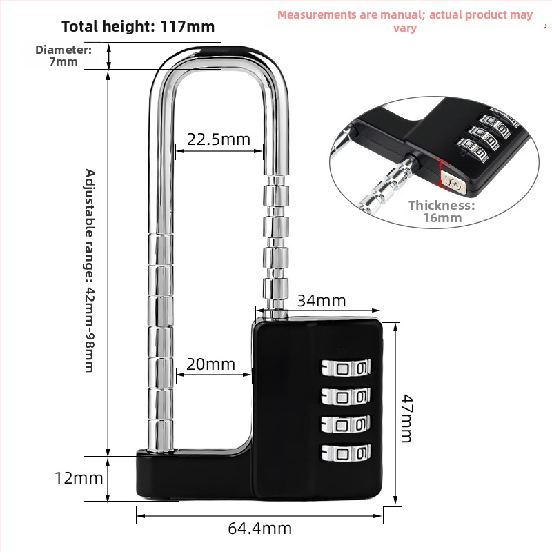 Parooliga lukk jõusaali kappide jaoks, tõmbuva pikkusega varrega; mudel NF-6310; materjal: tsink-segu. lukustuse varre paksus: 7; vardade vahe: 20.