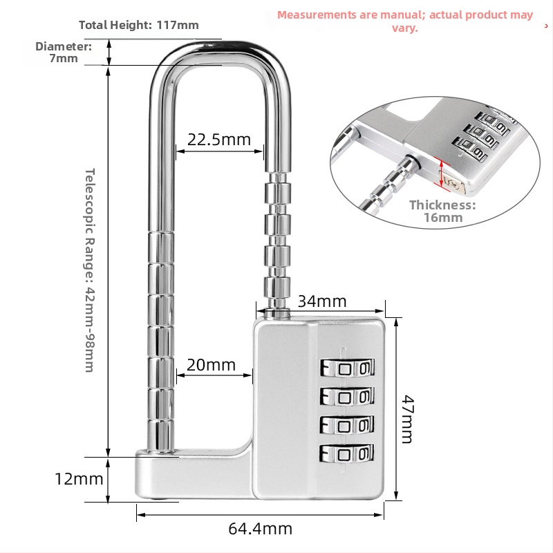Parooliga lukk jõusaali kappide jaoks, tõmbuva pikkusega varrega; mudel NF-6310; materjal: tsink-segu. lukustuse varre paksus: 7; vardade vahe: 20.