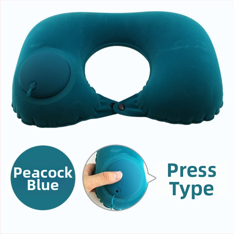 U tvarovaná nafukovacia vankúš na krk – univerzálny, Qianchuan A3257, vzduchové plnenie, flokovaná tkanina