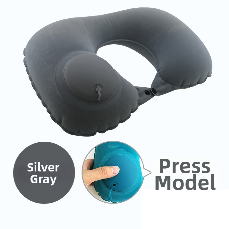 U tvarovaná nafukovacia vankúš na krk – univerzálny, Qianchuan A3257, vzduchové plnenie, flokovaná tkanina