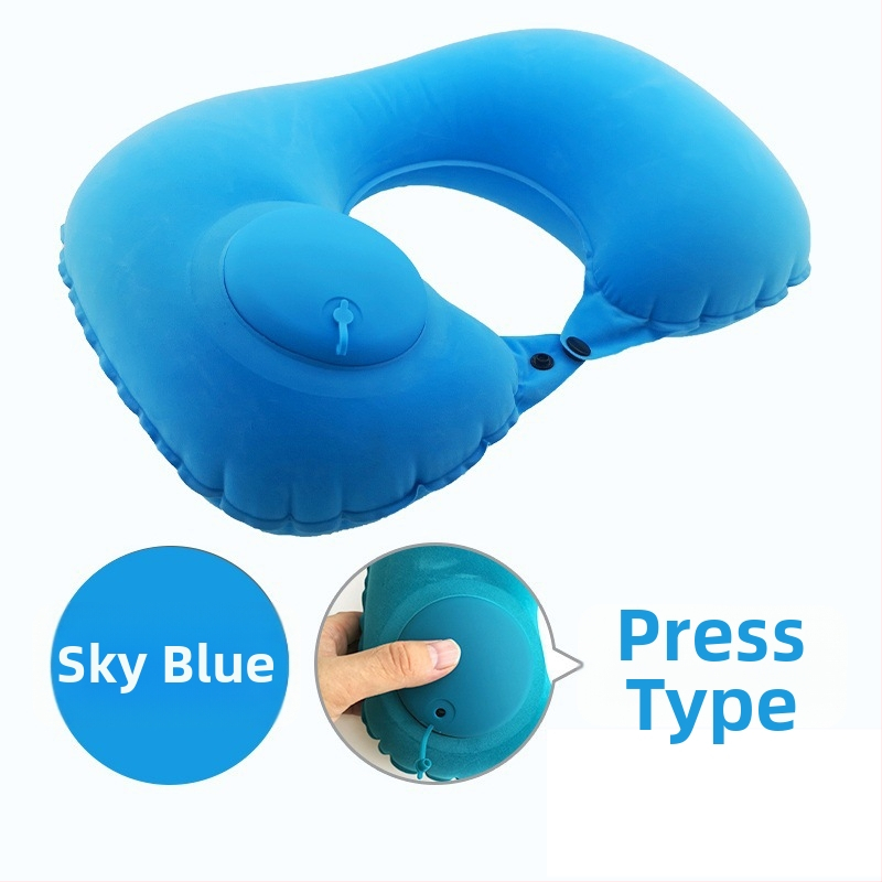 U tvarovaná nafukovacia vankúš na krk – univerzálny, Qianchuan A3257, vzduchové plnenie, flokovaná tkanina