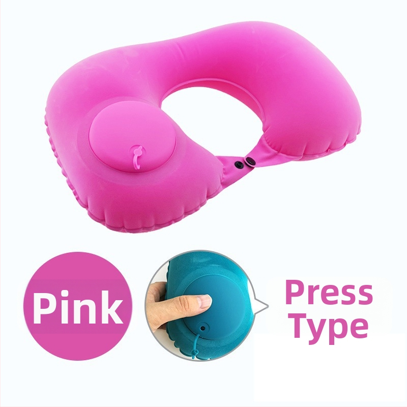 U tvarovaná nafukovacia vankúš na krk – univerzálny, Qianchuan A3257, vzduchové plnenie, flokovaná tkanina