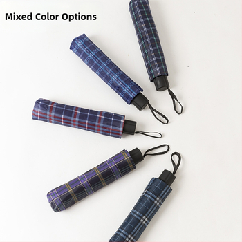 Dospelý dáždnik s károvaným vzorom, 8 oceľových výstuží, ručné otváranie, tlač loga, UPF >50, britský štýl