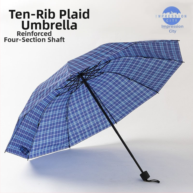 Dospelý dáždnik s károvaným vzorom, 8 oceľových výstuží, ručné otváranie, tlač loga, UPF >50, britský štýl