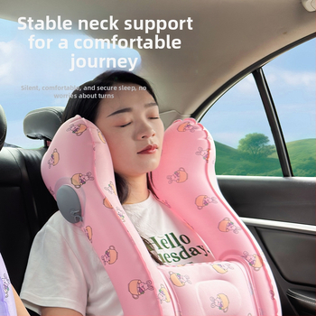Detská cestovná vankúš do auta na spanie - prenosný nafúknuteľný opierka hlavy, TPU materiál, vhodné pre všetky ročné obdobia, roztomilý štýl, univerzálna kompatibilita