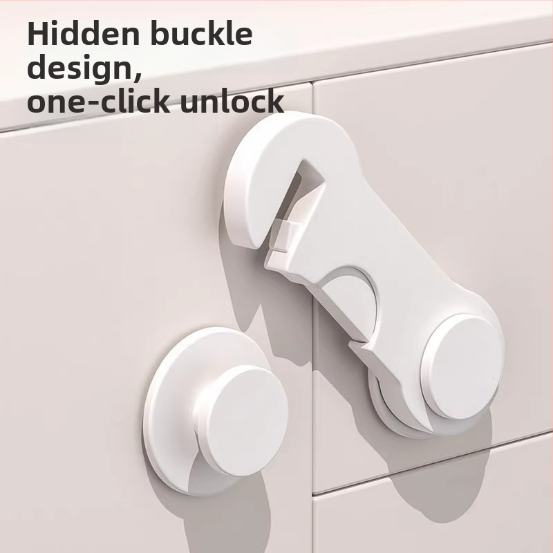 Bērnu drošības aizslēga mehānisms priekš atvilktnēm un skapja durvīm – novērš atvēršanu un pirkstu saspišanu (Modelis: Standarta; Materiāls: Standarta; Preces kods: TTT1004011987; Stils: Moderns minimālisms)