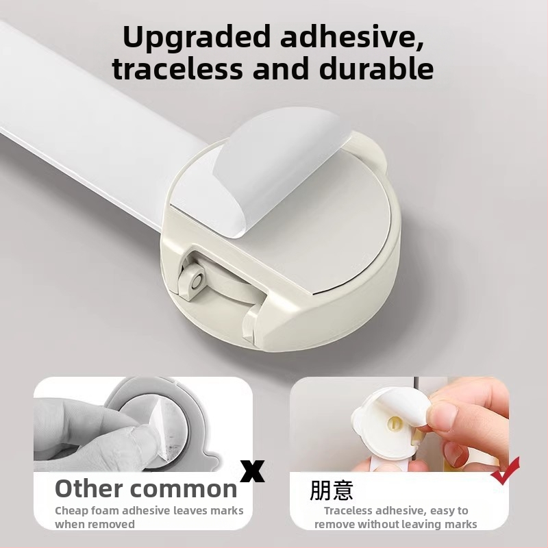 Bērnu drošības aizslēga mehānisms priekš atvilktnēm un skapja durvīm – novērš atvēršanu un pirkstu saspišanu (Modelis: Standarta; Materiāls: Standarta; Preces kods: TTT1004011987; Stils: Moderns minimālisms)