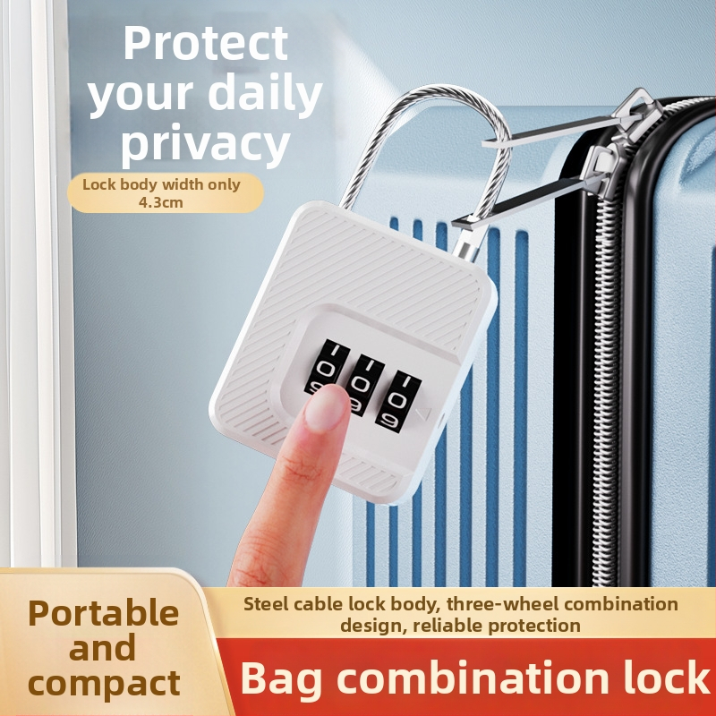 Digitálny zámok so železným drôtom pre tašky a skrinky – ABS + nehrdzavejúce oceľové lano, priemer 3 mm, rozostup 30 mm, model F337