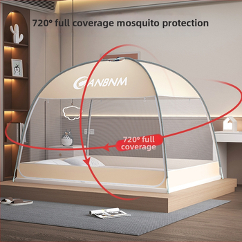Posteľová sieť proti komárom, štýl mongolskej jurty, bez montáže, skladacia, s dvojitými dverami, z vlákna skleného