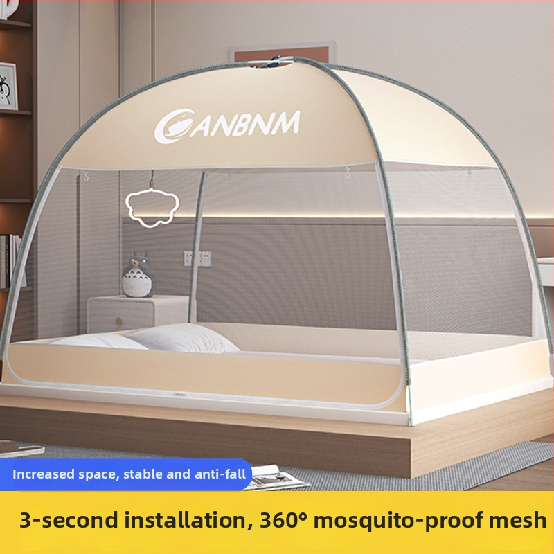 Posteľová sieť proti komárom, štýl mongolskej jurty, bez montáže, skladacia, s dvojitými dverami, z vlákna skleného