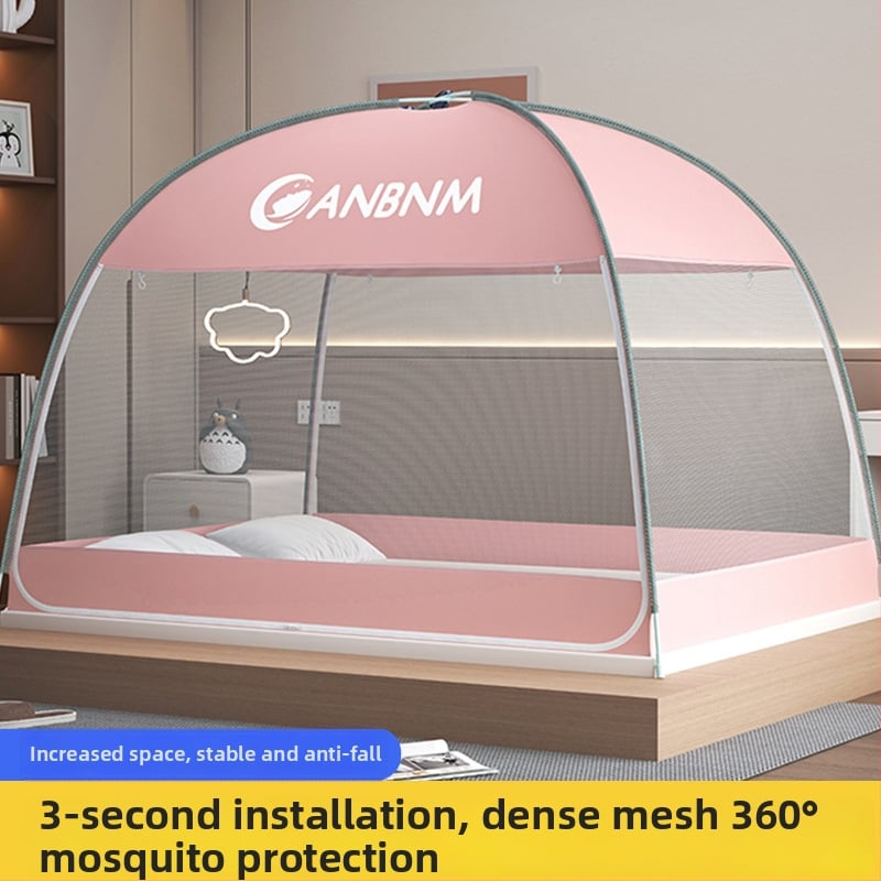 Posteľová sieť proti komárom, štýl mongolskej jurty, bez montáže, skladacia, s dvojitými dverami, z vlákna skleného
