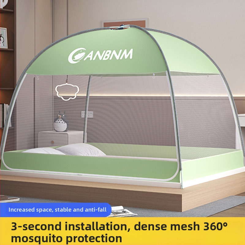 Posteľová sieť proti komárom, štýl mongolskej jurty, bez montáže, skladacia, s dvojitými dverami, z vlákna skleného