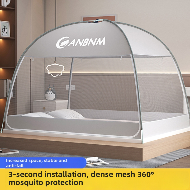Posteľová sieť proti komárom, štýl mongolskej jurty, bez montáže, skladacia, s dvojitými dverami, z vlákna skleného
