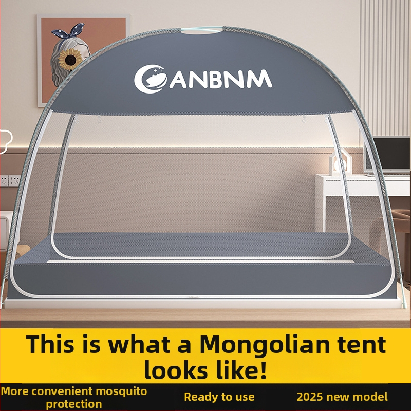 Posteľová sieť proti komárom, štýl mongolskej jurty, bez montáže, skladacia, s dvojitými dverami, z vlákna skleného