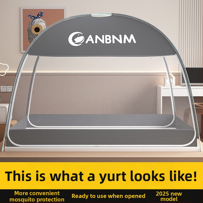 Posteľová sieť proti komárom, štýl mongolskej jurty, bez montáže, skladacia, s dvojitými dverami, z vlákna skleného