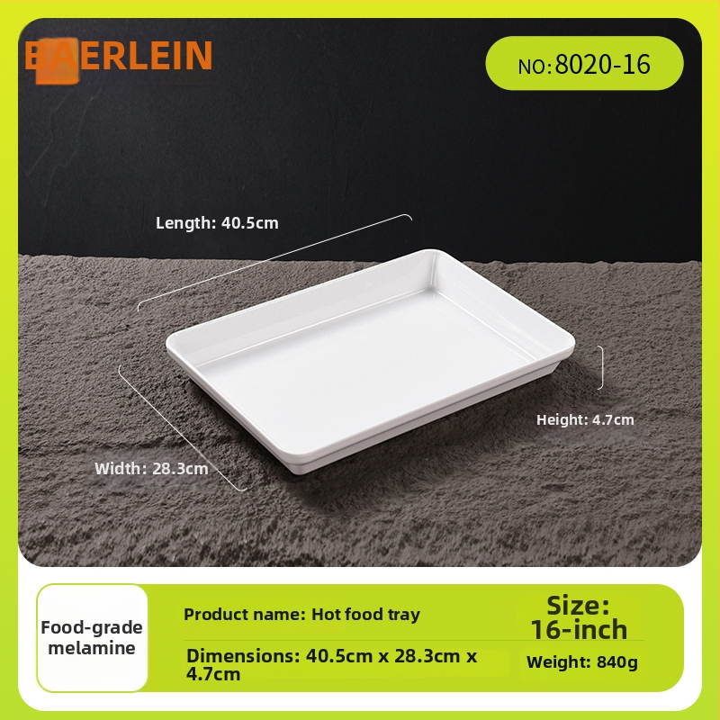 Belleren melamínový podnos obdĺžnikového tvaru, moderný štýl, potlačené logo, možnosť prispôsobenia