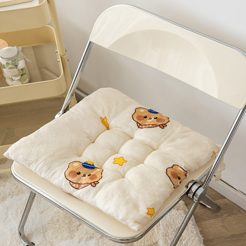 Protizmyslová sedacia podložka na stoličku – plyšový materiál, výplň PP bavlna, vzor roztomilých zvierat, moderný minimalistický štýl