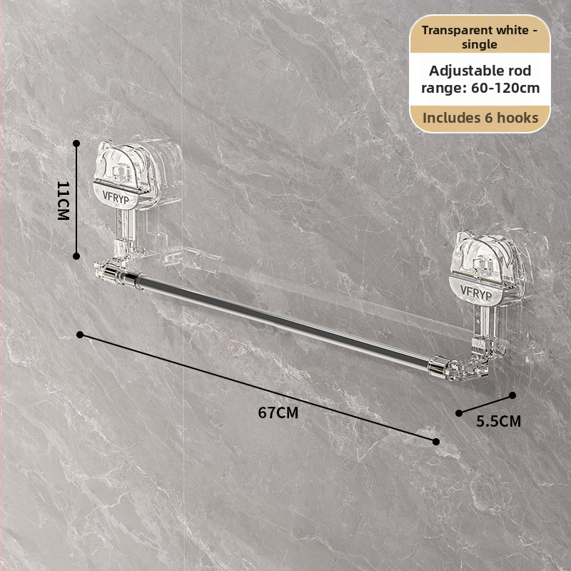 Telescopický vešiak s vákuovou prisavkou do kúpeľne a kuchyne, bez vŕtania, materiály: plast, nerezová oceľ, ABS