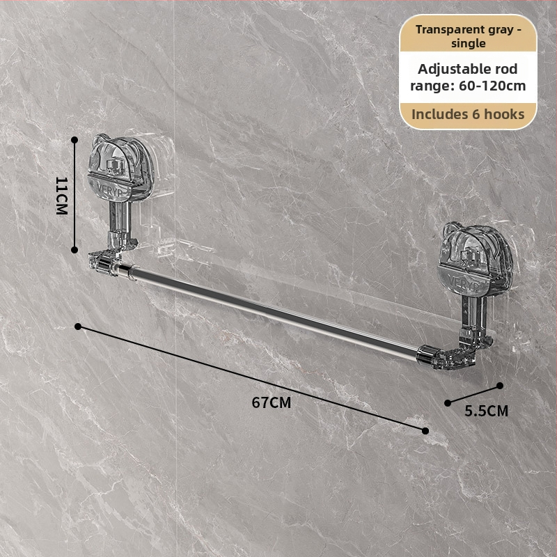 Telescopický vešiak s vákuovou prisavkou do kúpeľne a kuchyne, bez vŕtania, materiály: plast, nerezová oceľ, ABS