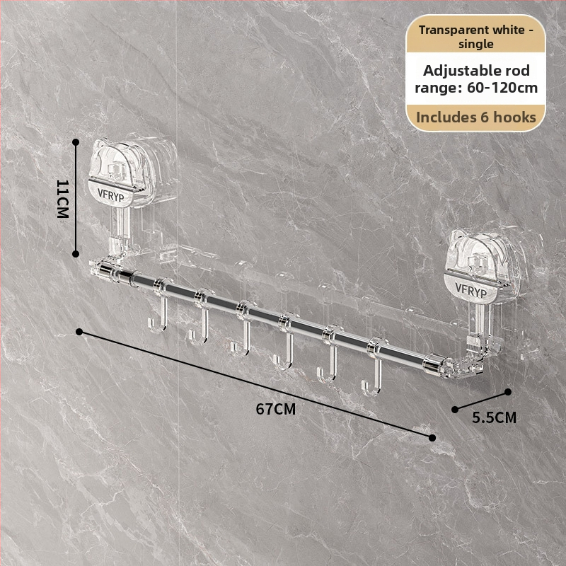 Telescopický vešiak s vákuovou prisavkou do kúpeľne a kuchyne, bez vŕtania, materiály: plast, nerezová oceľ, ABS