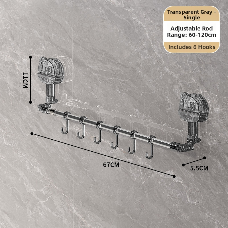 Telescopický vešiak s vákuovou prisavkou do kúpeľne a kuchyne, bez vŕtania, materiály: plast, nerezová oceľ, ABS