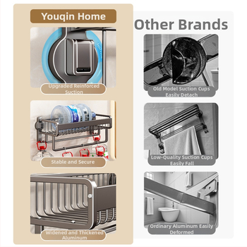 Držiak na uteráky bez vŕtania do kúpeľne, s prísavkou, hliníková zliatina, sieťový kôš