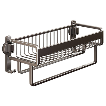 Držiak na uteráky bez vŕtania do kúpeľne, s prísavkou, hliníková zliatina, sieťový kôš