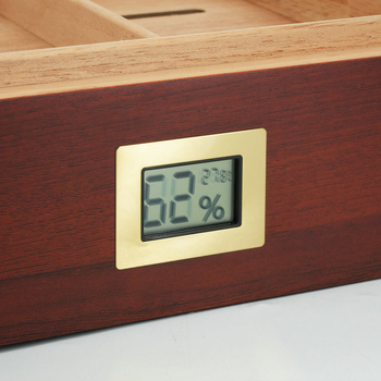 Arcová drevená krabička na cigare s priehľadným okienkom, viacvrstvovými priečkami a zvlhčovacou funkciou