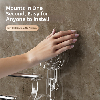 2-úrovňový držiak na uteráky so sacími pohármi – bez vŕtania, na stenu, s háčikmi, materiál: plast + nerezová oceľ, Nosnosť 25