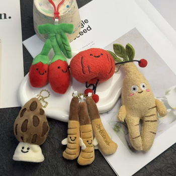 Plyšová figúrka na kľúče – rastlinný model, PP bavlna výplň, super mäkký krátky plyš, séria Tradičná Čínska medicína