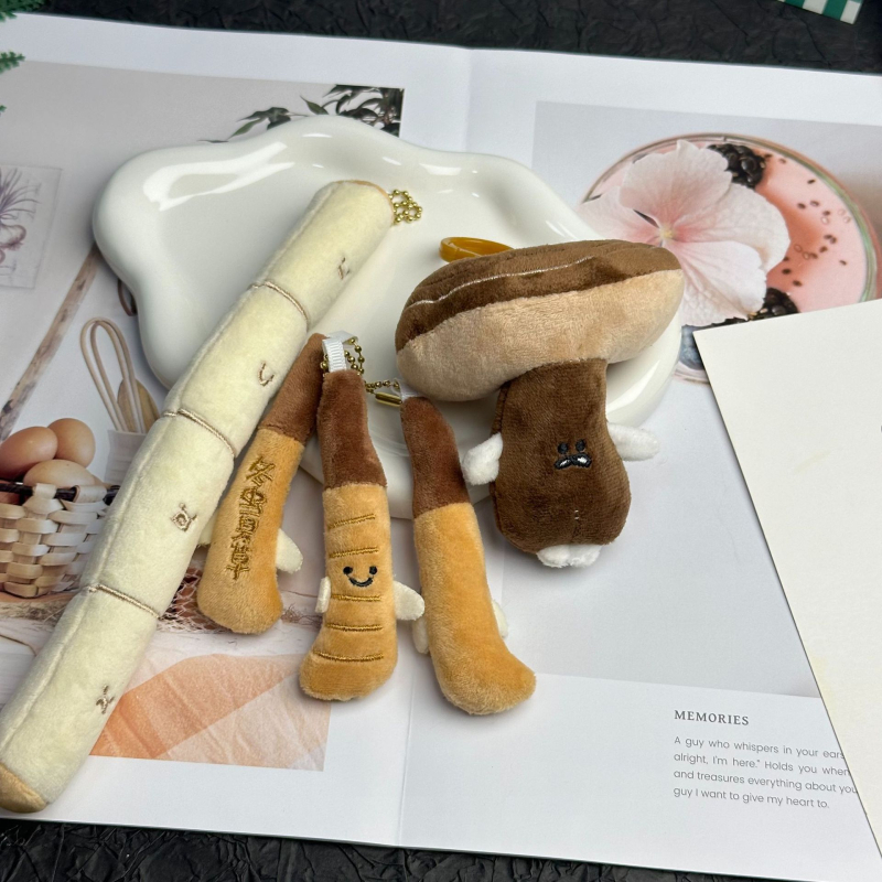 Plyšová figúrka na kľúče – rastlinný model, PP bavlna výplň, super mäkký krátky plyš, séria Tradičná Čínska medicína