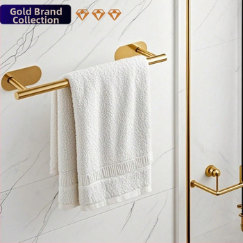 Nerezová tyč na uteráky do kúpeľne, bez vŕtania, jednovrstvá, nosnosť 1–2 kg, povrchová úprava brúsená/ lakovaná/ pozlátená